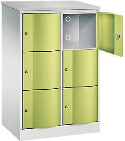 C+P Schließfachschrank Resisto mit 2 Abteilen und 6 Fächern, Farbe Lichtgrau/Clowngrün, B/T/H: 77,2 x 54,0 x 125,5 cm - Bild 1