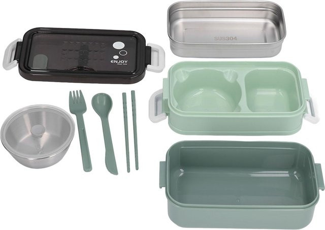 CosyHome Lunchbox aus Edelstahl mit 2 Etagen, isoliert und auslaufsicher, Grasgrün - Bild 1