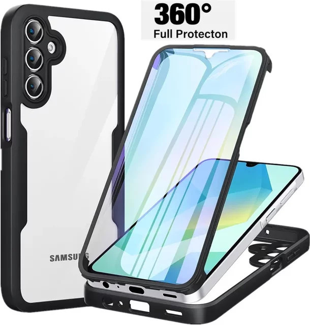 3in1 360 Grad Displayschutzfolie und Schutzhülle für Samsung Galaxy S26 S25 S24 S23 Ultra Plus FE Edge, Transparent HD, PC und TPU - Bild 1