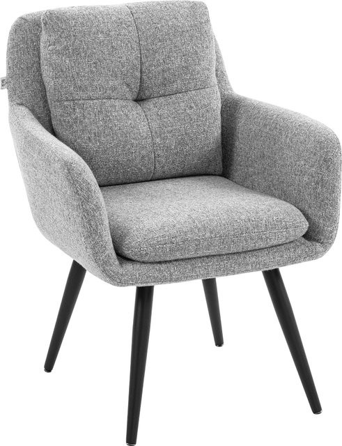 HOMCOM Loungesessel in Leinenoptik mit Metallbeinen und Doppelschichtpolsterung, moderner Relaxsessel mit Armlehnen, Hellgrau - Bild 1