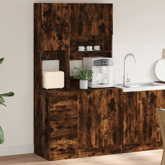 vidaXL Küchenschrank aus Holzwerkstoff in Räuchereiche, Braun, B/T/H: 95 x 50 x 180 cm - Bild 3