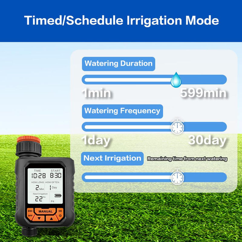 TOMTOP JMS Sprinkler-Timer für den Außenbereich mit 1 Auslass und großem LCD-Bildschirm, programmierbar ohne Regensensor - Bild 4