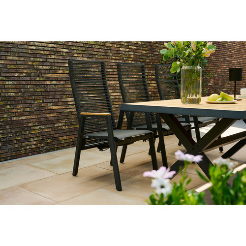 Siena Garden Bologna Dining Sessel mit Ranotex Gewebe und Teakholz in Anthrazit B/T/H: 56 x 77 x 113 cm - Bild 4