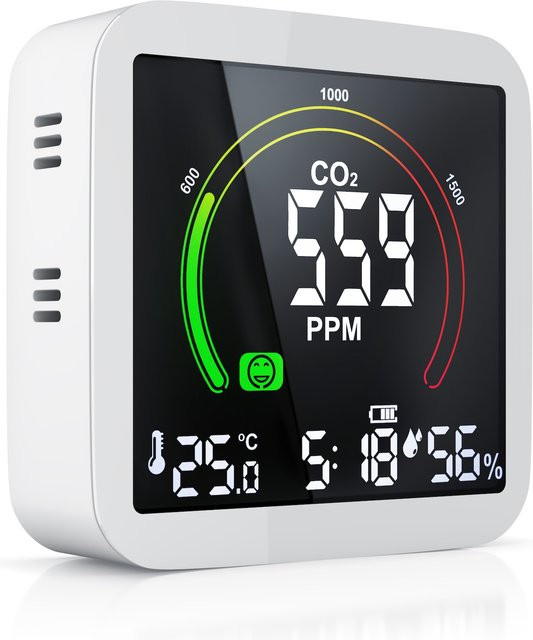 Brandson CO2 Messgerät für die Raumluft mit Luftqualitätssensor und Alarmfunktion in Weiß - Bild 1