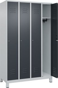 C+P Spind Classic PLUS Garderobenschrank mit 4 Abteilen, Grau/Anthrazit, H x B x T: 195 x 120 x 50 cm - Bild 1