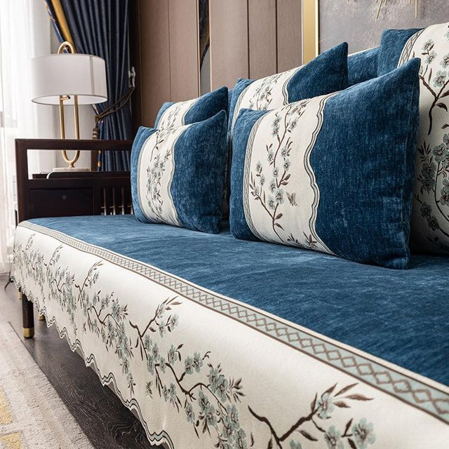 Luxus Sofa Kissen mit Stickerei im chinesischen Stil, Weiß, B/B: 70 x 70 cm - Bild 1