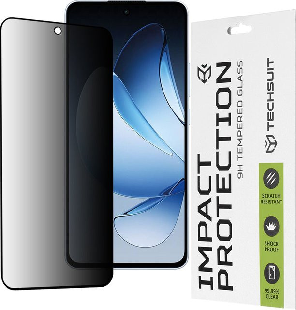 Techsuit Privacy Displayschutzfolie aus gehärtetem Glas für Oppo Reno13 in Schwarz - Bild 1
