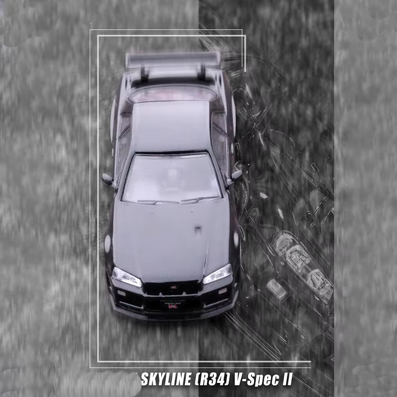 WELLY Skyline GT-R R34 V-Spec II, Modellauto, Maßstab 1:64, Metall, Schwarz - Bild 2