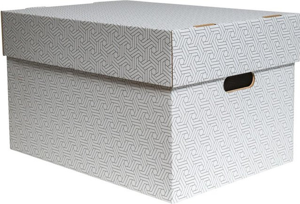 PROREGAL Aufbewahrungsbox mit Deckel aus Wellpappe, Weiß, B/T/H: 34,3 x 49,3 x 29,5 cm