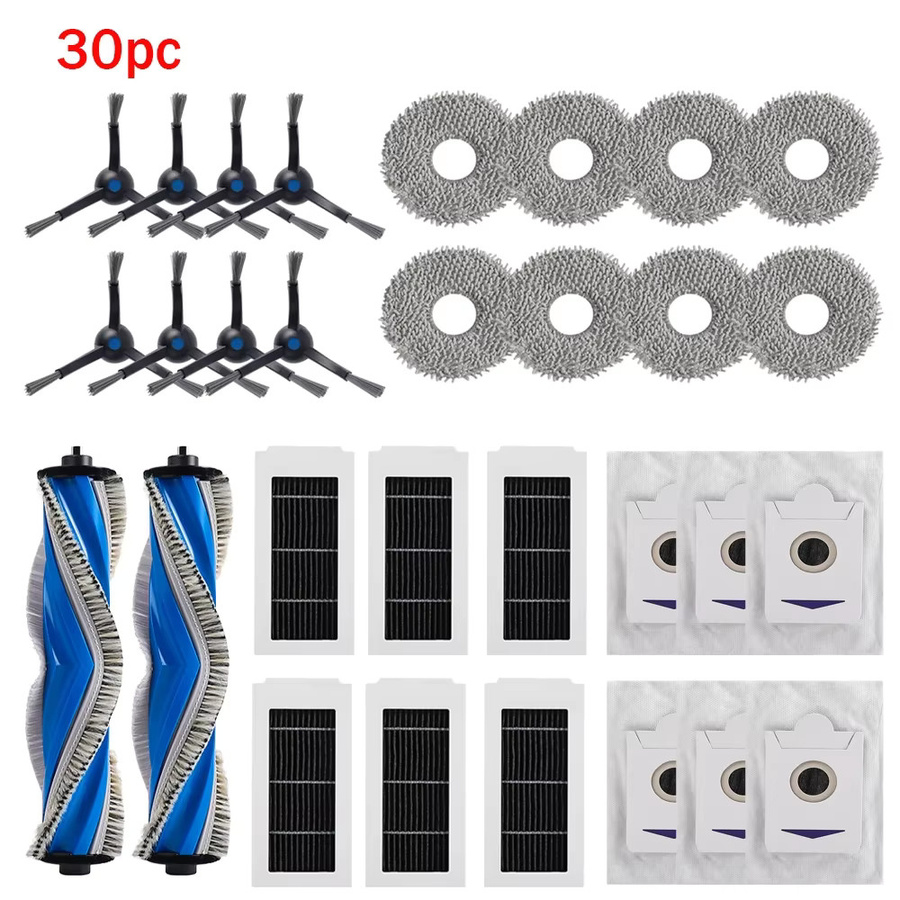 WINDNINJA Ersatzteil-Set für Ecovacs X5 Pro X5 Max X5 Omni: Hauptseitenbürste, Staubbeutel, HEPA-Filter und Mopptuch aus Kunststoff - Bild 4