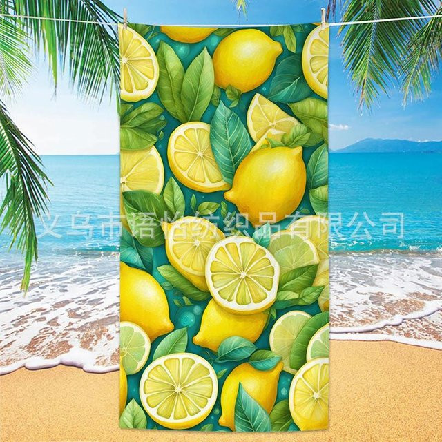 WJG Pretty A Strandtuch Zitrone aus Mikrofaser, weich und schnelltrocknend, Farbe: Gelb, B/H: 90 x 180 cm - Bild 1