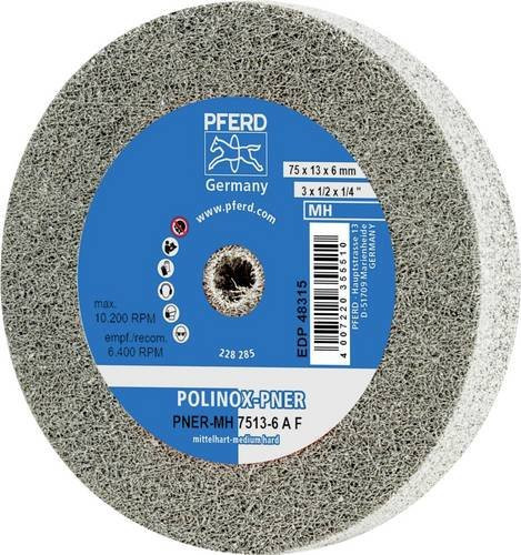 PFERD POLINOX verpresstes Vlies-Rad PNER für Finish, Grau, Durchmesser: 75 mm, Breite: 13 mm, Bohrung-Ø: 6 mm, Mittelhart A Fein - Bild 1