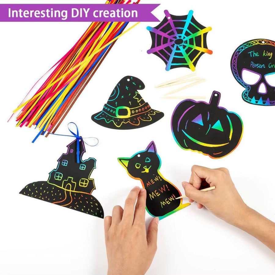 Handgemachte DIY-Lesezeichen zum Selbstgestalten mit Rubbelbilder-Motiven, Multicolor, 12 Stück - Bild 3
