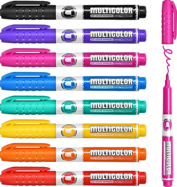 Lekreo WP128AS Whiteboard Marker mit Meißelspitze, 8 Farben, trocken abwischbar und geruchsarm - Bild 1