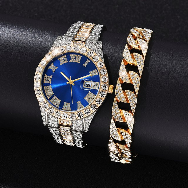 TVK Armbanduhr Edelstahl, Quarz, Diamantbesetzt, Blau, Herren - Bild 1