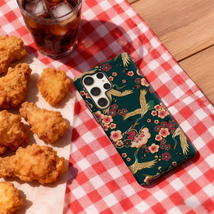 Potdemiel Crane Blossom Breeze Handyhülle für Samsung Galaxy S25 Ultra, S24 und S23 Ultra Plus, stoßfeste doppellagige Rückseite, multicolour - Bild 4