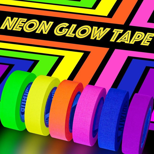SCESSPACK Neon Gaffer Klebeband in Blau und Multicolour, reaktives fluoreszierendes Spike-Klebeband für UV-Schwarzlicht und Glow-Partys - Bild 1