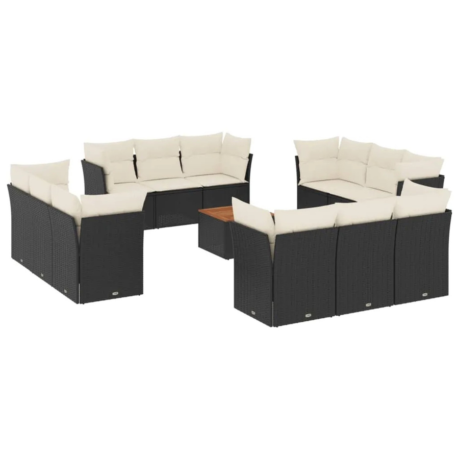 vidaXL 13-teilige Garten-Sofagarnitur aus Polyrattan in Schwarz mit Kissen und Stauraum - Bild 2