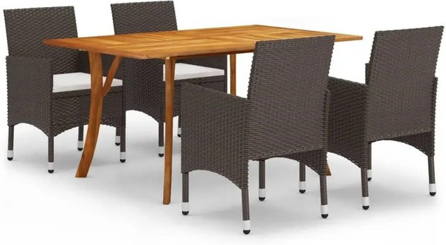 vidaXL Garten-Essgruppe aus Akazien-Massivholz, 5-teilig, Braun - Bild 1