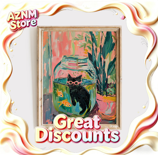 Matisse Poster Goldfisch mit Katze in Schwarz und Multicolor - Bild 1