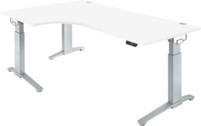 Schäfer Shop Genius ERGOSTYLE S Eckschreibtisch elektrisch höhenverstellbar, weiß/weißaluminium, B: 200 cm, T: 80 cm, H: 71,5 - 118,2 cm - Bild 1