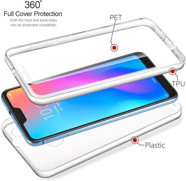 360-Grad-Ganzkörper-Handyhülle für Samsung, iPhone, Xiaomi, Redmi, Huawei und Honor in Transparent oder Multicolor für Huawei Mate 20 - Bild 1