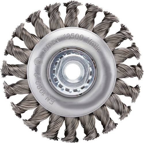 Rhodius TOPline Rundbürste SRBZ gezopft für Stahl, 6er Set, Farbe Silber, Durchmesser: 115 mm, Breite: 12 mm, Tiefe: 23 mm, Gewinde: M14 - Bild 1