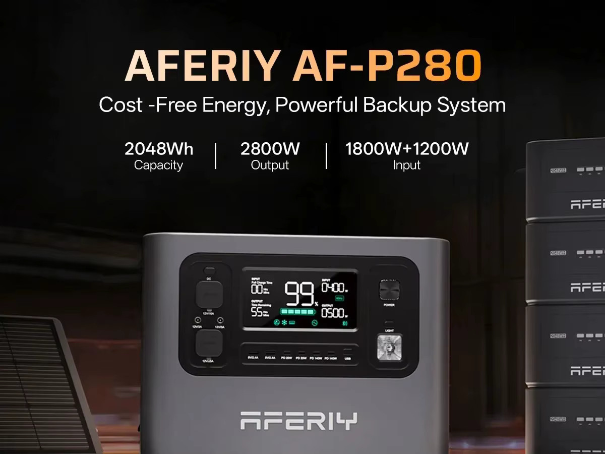 AFERIY P280 Tragbare Powerstation mit 2800W Solarladung, 2048Wh LiFePO4-Akku und App-Steuerung für Zuhause und Outdoor Camping - Bild 2