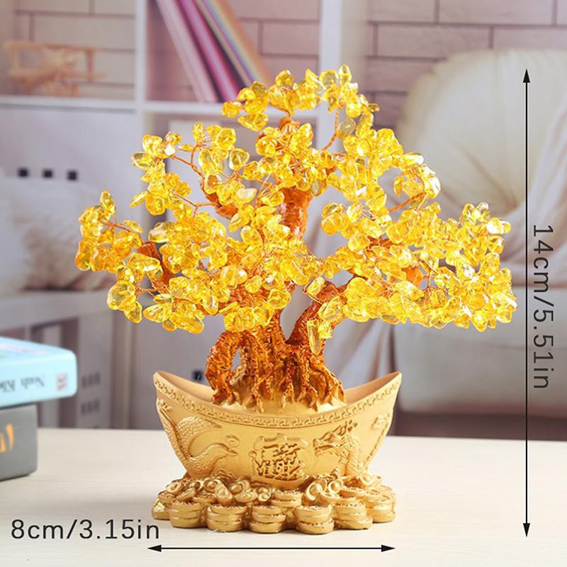 Goldener Glücksgeldbaum mit Schmetterlingen als Tischdekoration für dein Heim oder Büro - Bild 2
