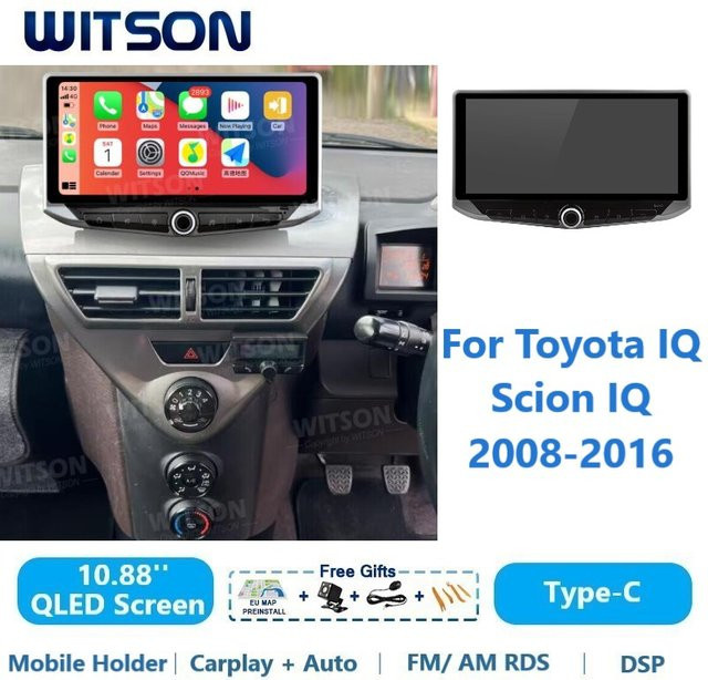 WITSON Android Auto Multimedia Radio mit QLED Display, CarPlay, GPS und WiFi für Toyota IQ und Scion IQ (2008-2016), Schwarz - Bild 1