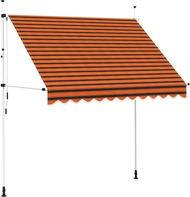 vidaXL Einziehbare Markise Handbetrieben in Orange und Braun mit einer Breite von 250 cm - Bild 1