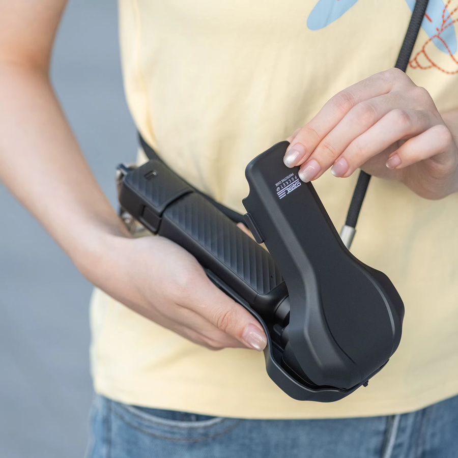 Pocket 4P Vollschutz-Hülle für DJI Osmo Pocket 4 Pro Zubehör in Schwarz mit Flip Quick-Open und kratzfester Hartschale - Bild 3