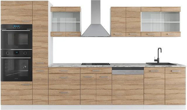 Vicco Küchenzeile R-Line in Weiß und Sonoma, Breite: 350 cm - Bild 2