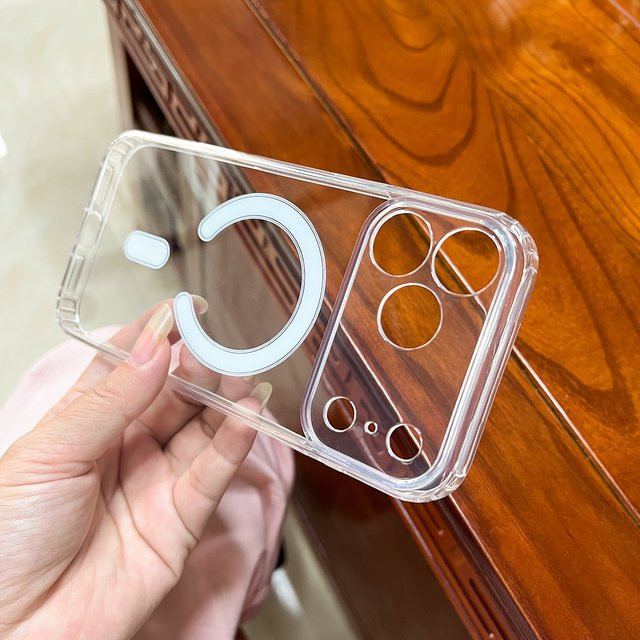 Fundas MagSafe Magnetische Schutzhülle für iPhone 17 Pro Max in Transparent mit Acryl-Rückseite und Luftabdeckung - Bild 1