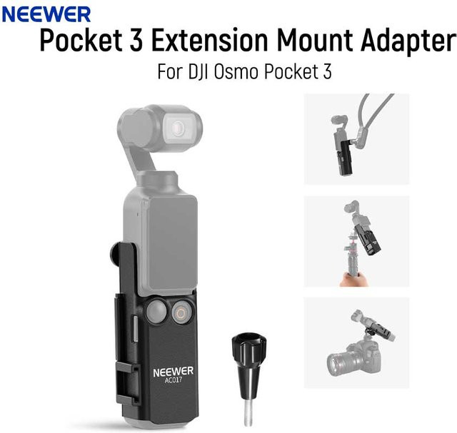 NEEWER Pocket 3 Verlängerungs-Montageadapter für DJI Osmo Pocket 3 mit schützender Käfighalterung und Mikrofonhalterklemme in Schwarz und Orange - Bild 1