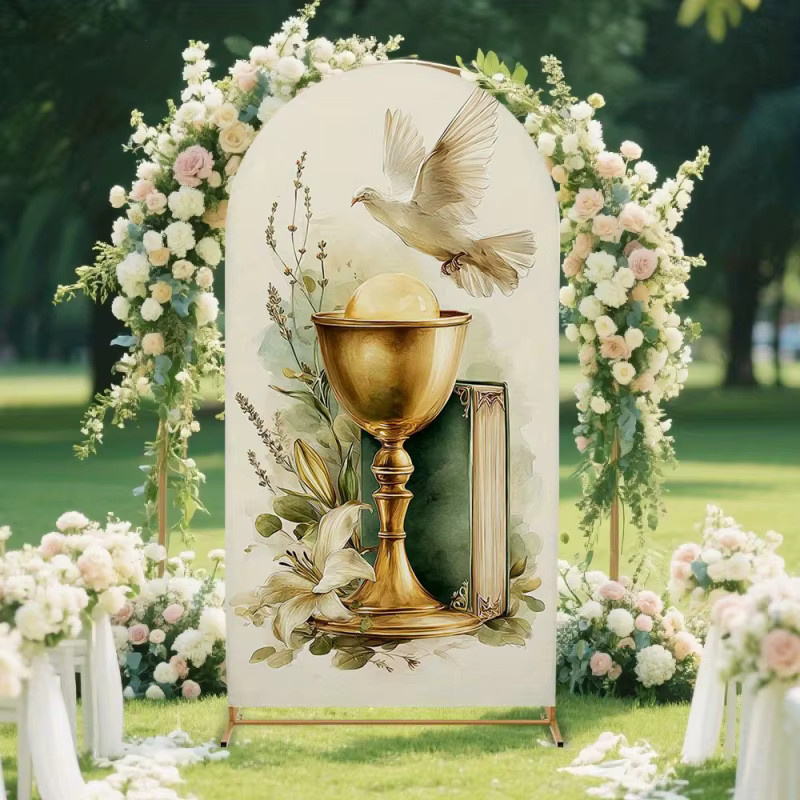 VIKAMA Dekorativer Hintergrund mit christlichem Sakramentsymbol in Multicolour für Hochzeiten, Partys und Fotoshootings - Bild 4