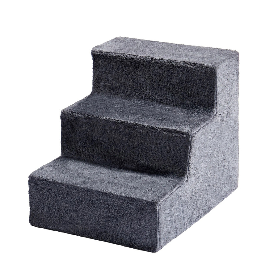 Relaxdays Hundetreppe aus MDF mit abnehmbarem Bezug in Grau, 3-stufig, B/T/H: 36,5 x 35 x 45 cm - Bild 2