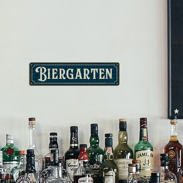 Putuo Decor Vintage Metall-Straßenschild in Blau als Wanddekoration für Biergarten, Bar oder Pub, B/H: 30,0 x 20,0 cm - Bild 1