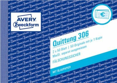 Avery Zweckform Quittungen Nr. 306 in Weiß - Bild 1