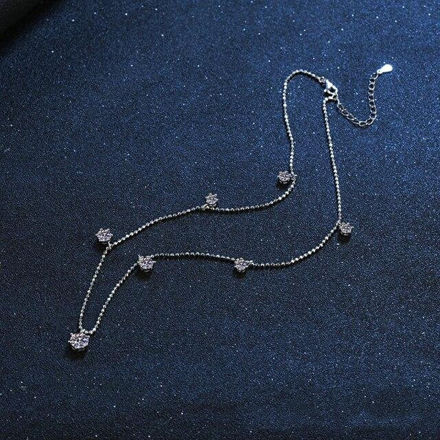 Halskette 925 Sterling Silber, Moissanit, 55cm, Damen - Bild 1