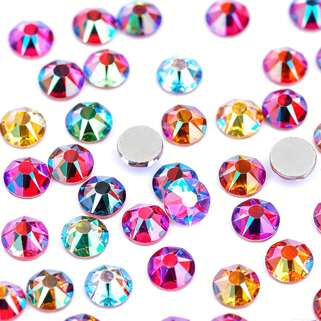 PUBRILEX 2088 XIRIUS Rosenglas Strasssteine in Transparent und Multicolour zum Aufkleben auf Kristallen, flache Rückseite für Taschen, Kleidung und Dekoration - Bild 1