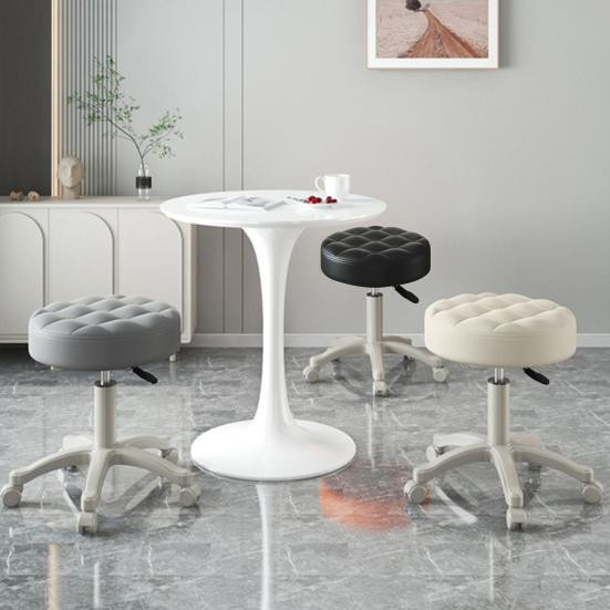 FroladaHandelsUG Rollhocker aus Kunstleder in Beige mit höhenverstellbarem Sitz und Rollen - Bild 4