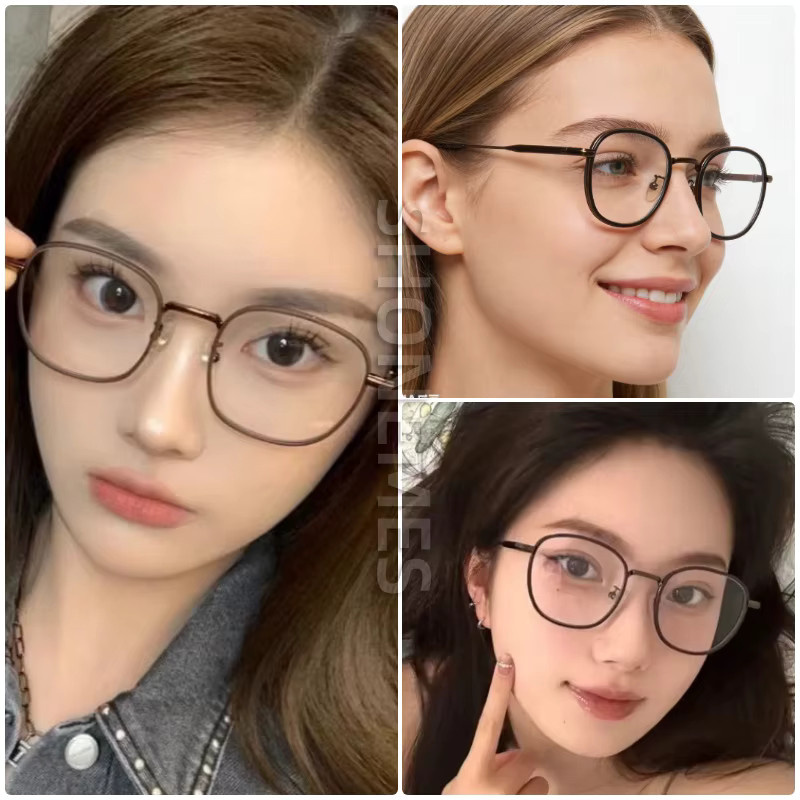 Shonemes Myopie-Brille, Damen, Vollrand, Quadrat, Metall, Grau/Braun - Bild 2