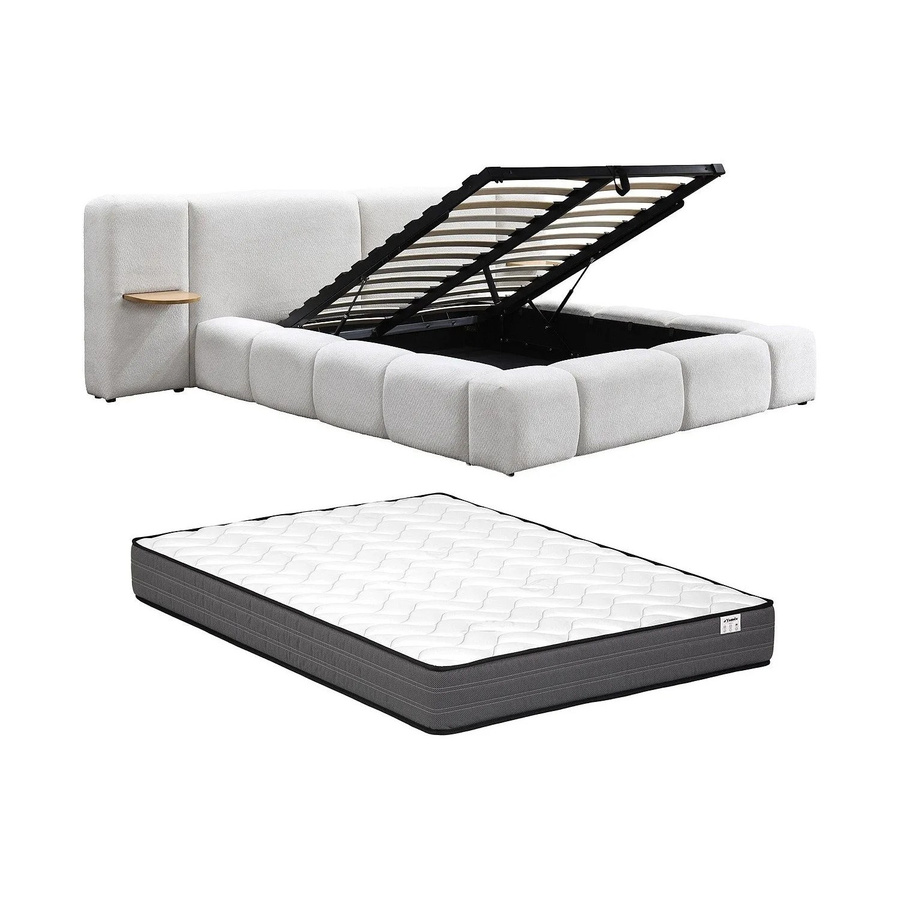 Vilaco Bett mit Bettkasten in Beige mit Bouclé-Bezug und Audace Standardmatratze B/T/H: 180 x 200 x 246 cm - Bild 2