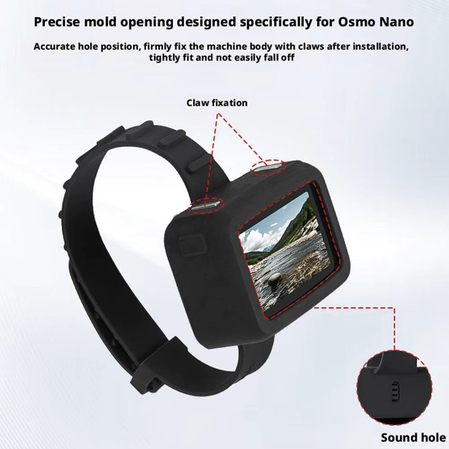 DJI Osmo Nano Silikon Band Schutzhülle und Expansion Strap Armband in Schwarz - Bild 6