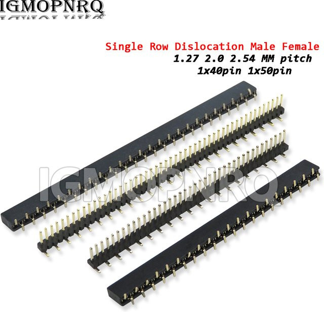 5er Set SMT Einreihige Dislokation Pin Header und Buchsen für PCB, 1,27mm / 2,0mm / 2,54mm, Männlich und Weiblich, Schwarz - Bild 1