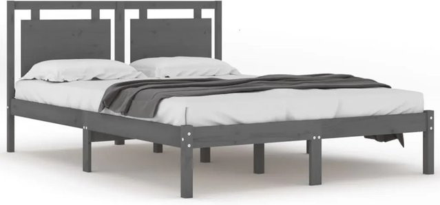vidaXL Massivholzbett aus Kiefer in Grau im rustikalen Design B/T: 200 x 200 cm - Bild 1