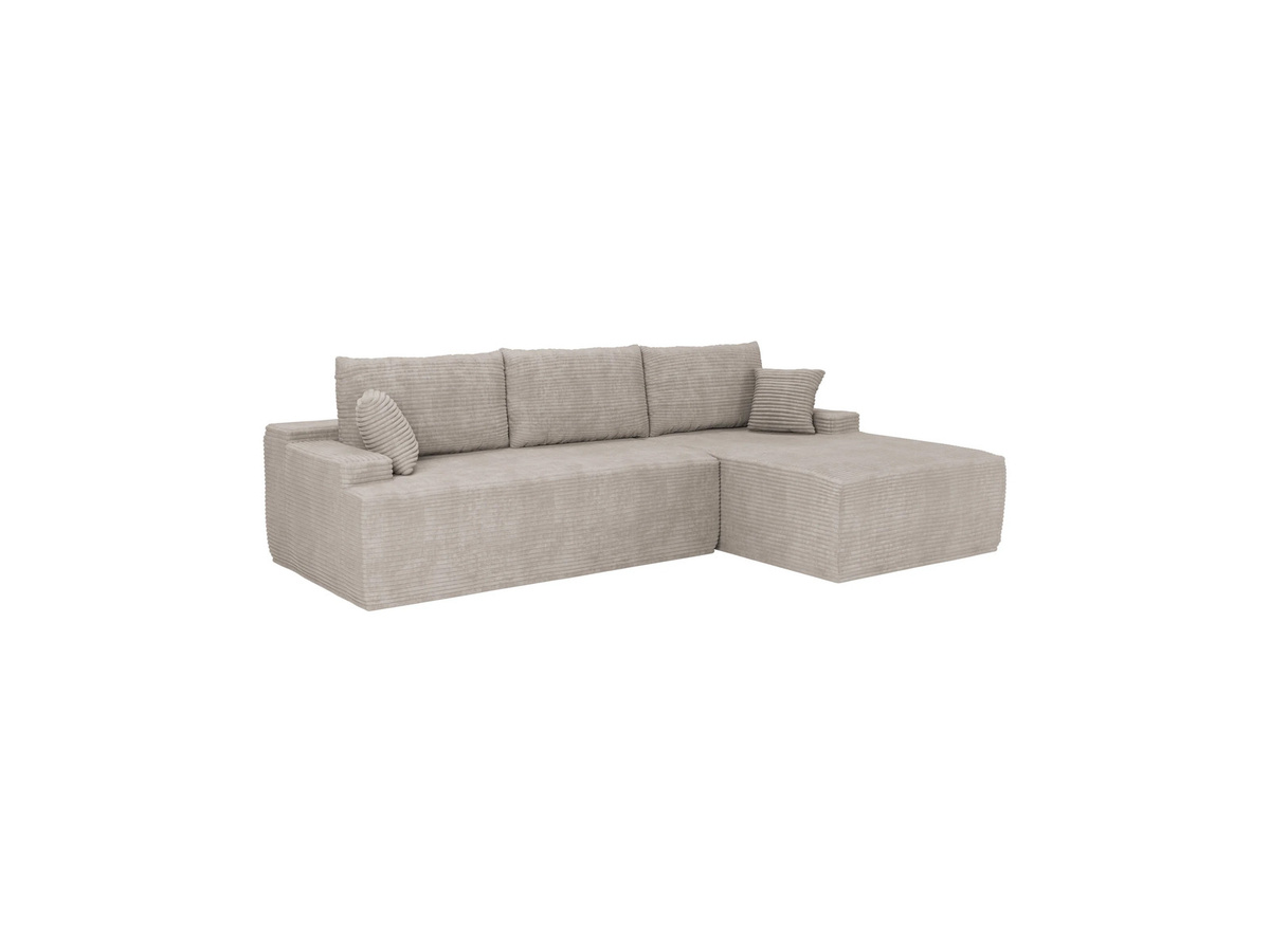 Juskys Ecksofa Coredo L-Form mit Ottomane rechts, 3 Sitzer Couch aus Cord in Taupe, B: 250 cm, T: 165 cm, H: 85 cm - Bild 2