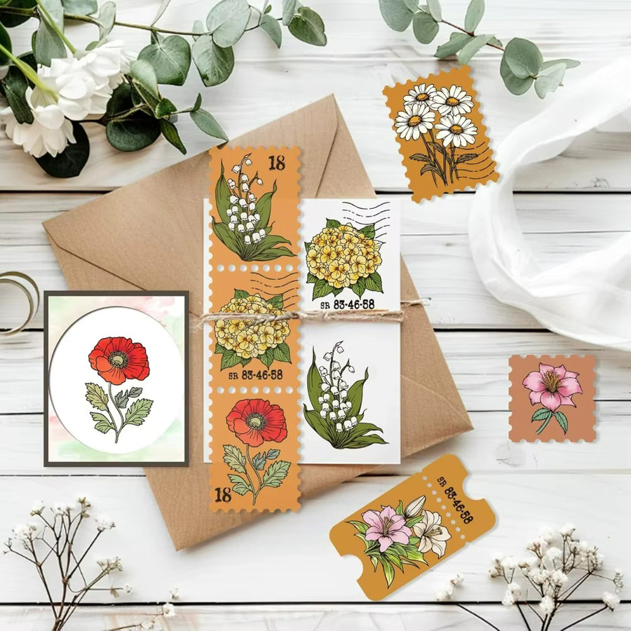 Transparentes Blumen-Stempel-Set mit Stanzformen für Kartenherstellung, Tulpen und Gänseblümchen aus Kunststoff - Bild 3