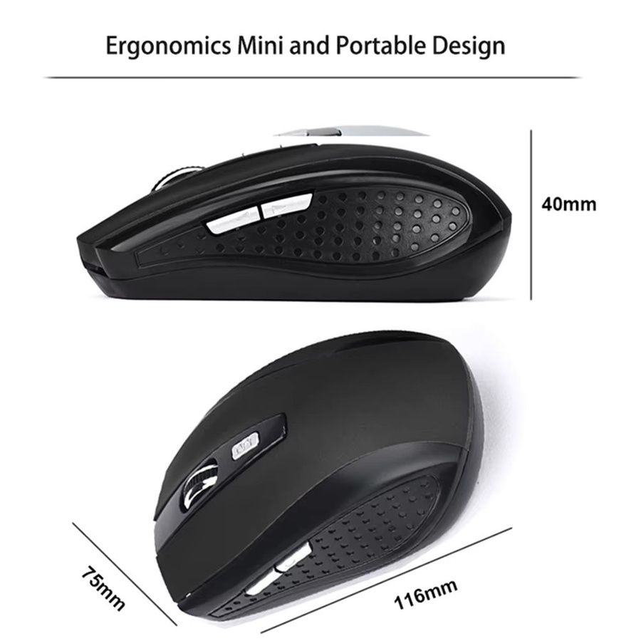 Kebidumei Kabellose Optische Maus in Schwarz mit einstellbaren DPI-Stufen und 2,4 G Technologie für Notebook, PC und Laptop - Bild 6